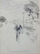 Frank Patterson (English 1871-1952): Pen and ink drawing cover for 'Cycling' magazine with pencil