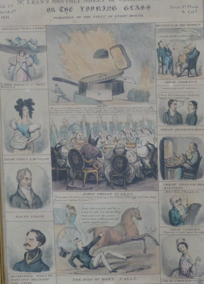 Three McClean's Victorian monthly caricature sheets, all dated 1831 and 35 x 25cm - Image 2 of 4