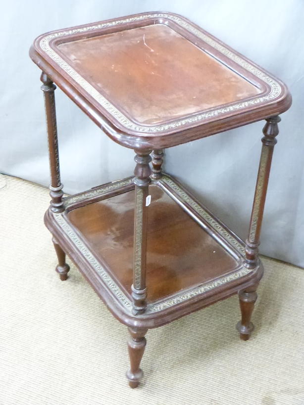 19thC/20thC two-tier occasional table with gilt and carved decoration, W55 x D43 x H75cm