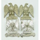 British Army 2nd Dragoons Royal Scots Greys two pairs of metal collar badges