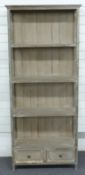 Shelving unit with two drawers below, W77 x D30 x H182cm