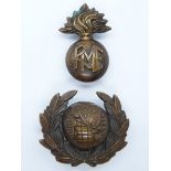 Royal Marine Engineers officer's brass collar badge