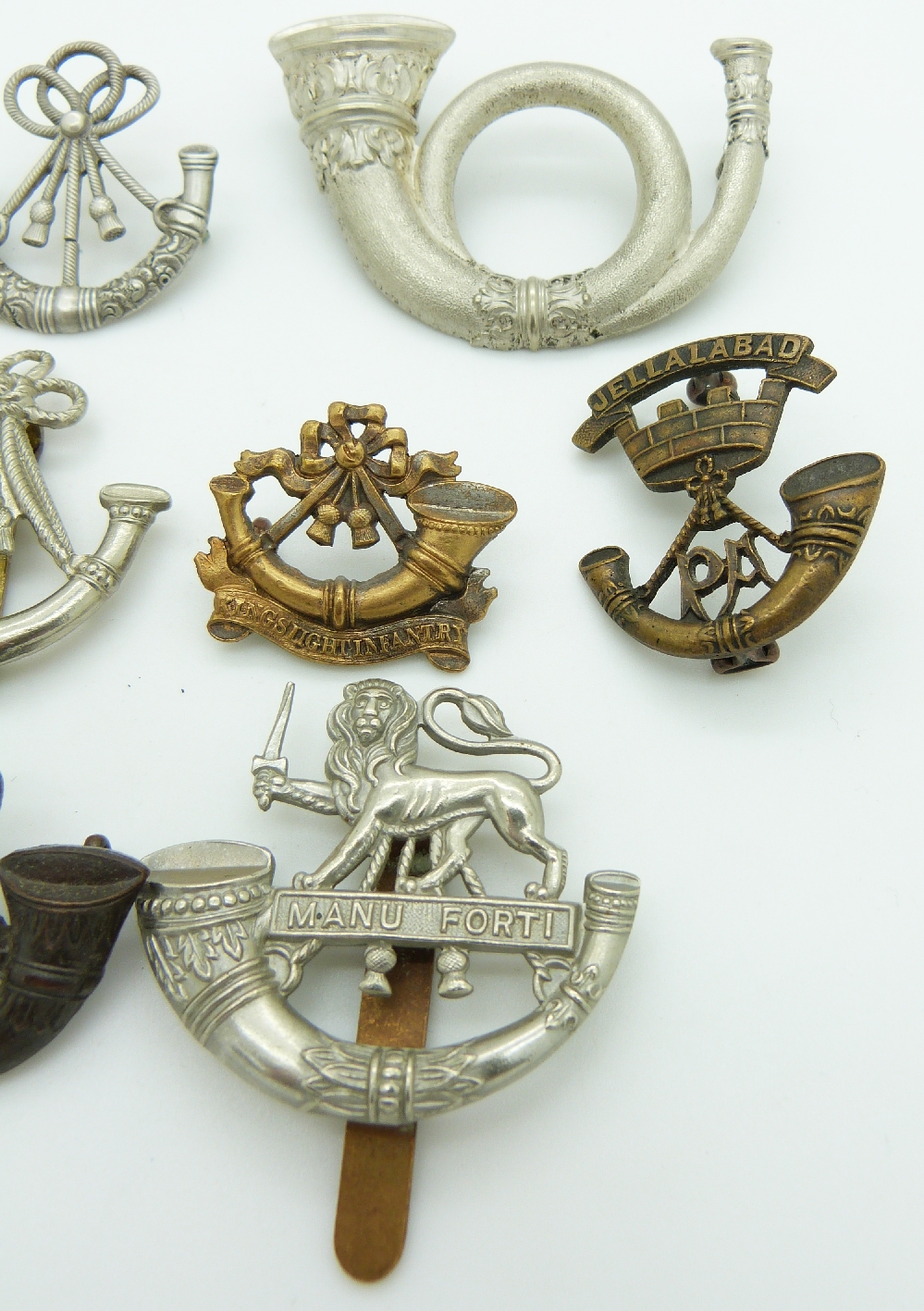 Ten British Army Light Infantry Regiments metal badges including King's Light Infantry, Hereford - Image 3 of 3