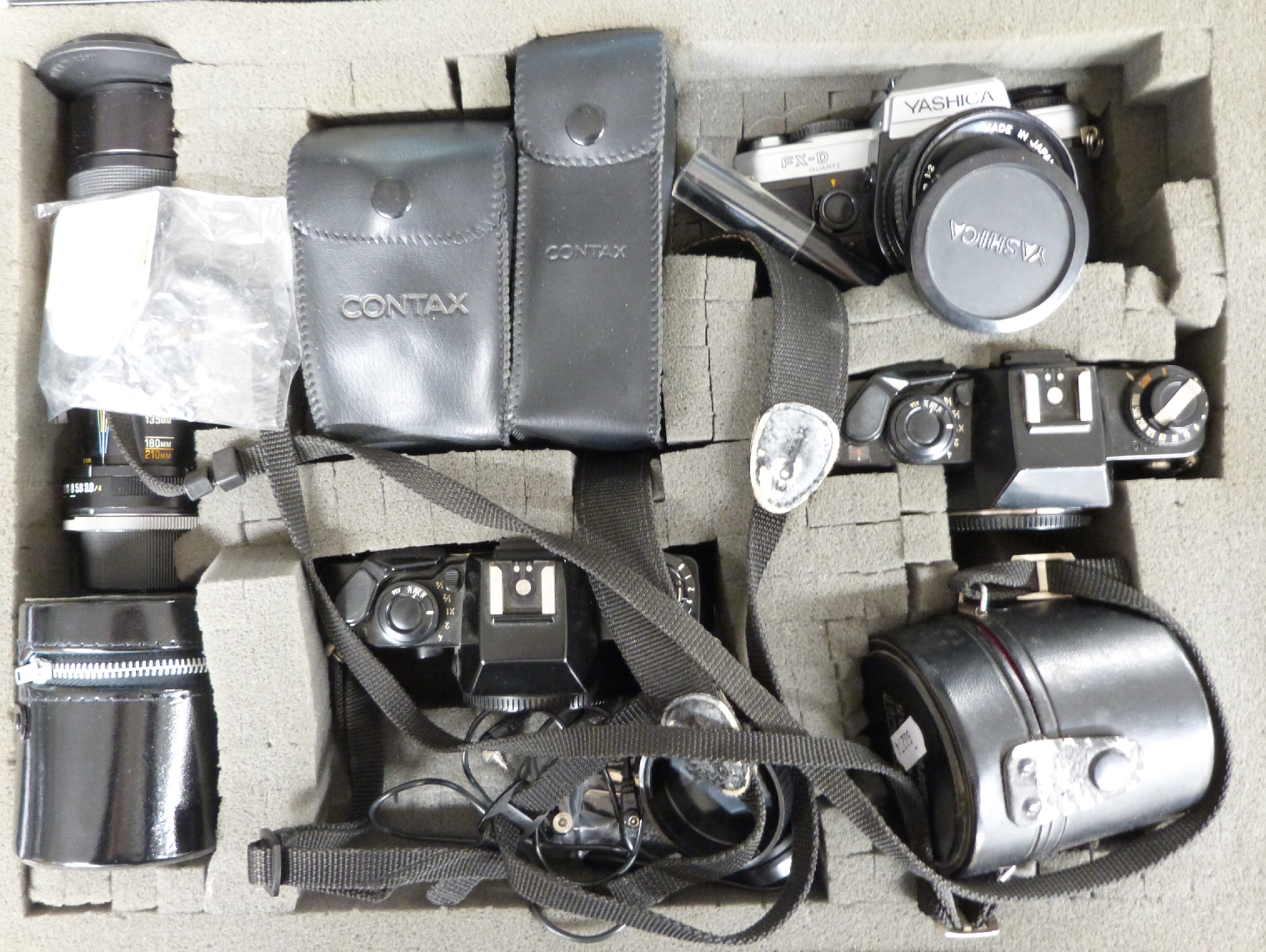 Contax and Yashica cameras, lenses and accessories to include two Contax 139 Quartz SLR bodies, - Image 3 of 3