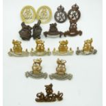 Fifteen British Army support arms metal collar badges for the Pay Corps, Accountants and National
