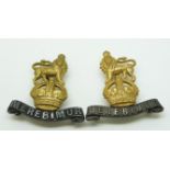 British Army 15th Hussars two metal officer's collar badges, one by Firmin of London