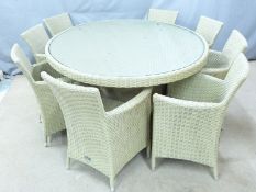 Oceans contemporary garden set comprising circular table and eight chairs