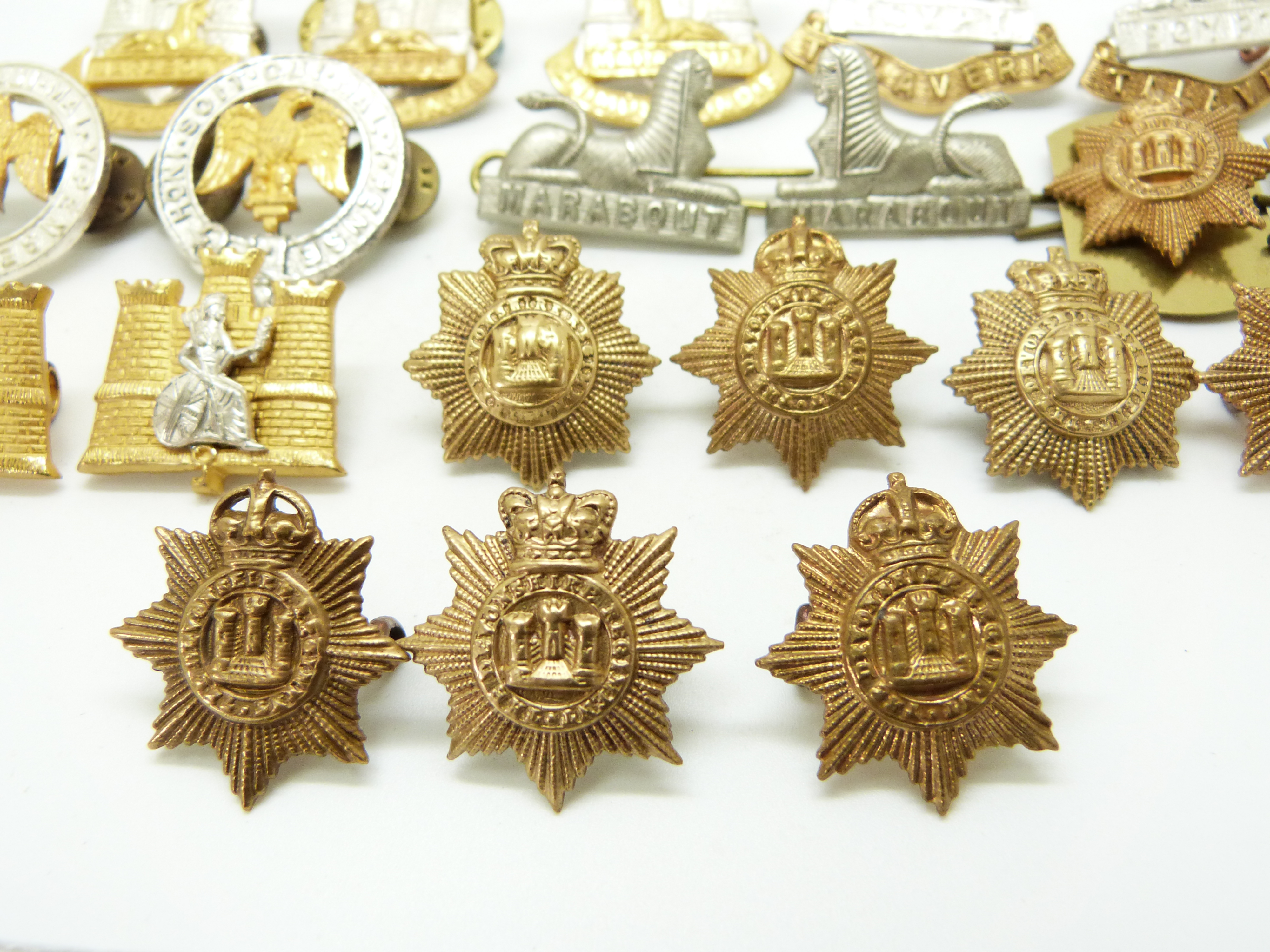 Twenty Four British Army Devonshire and Dorsetshire Regiment metal collar badges in eleven pairs - Image 2 of 8