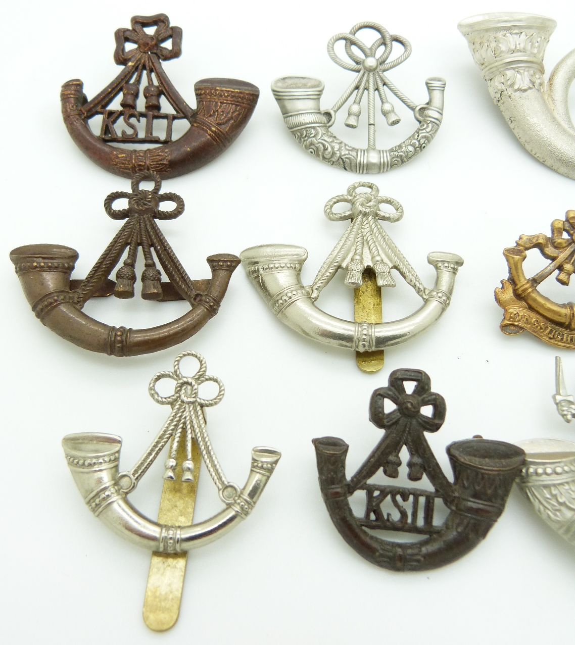 Ten British Army Light Infantry Regiments metal badges including King's Light Infantry, Hereford - Image 2 of 3