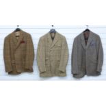 Three gentleman's wool tweed jackets, one by Convoy, Co Donegal, size 44, one retailed by Horace