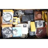 Vintage cameras to include Kodak Box Brownies, Zeiss Ikon Baby Box, Coronet Victor, Canon AS-6,