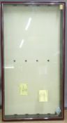 Mahogany framed wall mounted diecast model or train display cabinet with four removable glass
