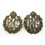 Two Royal Flying Corps officer's metal collar badges, one by Gaunt of London