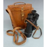 A pair of Ross military binoculars No 5 Mk I x7, dated 1936, in original leather case