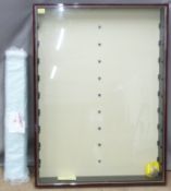 Mahogany framed wall mounted diecast model or train display cabinet with nine removable glass