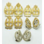 Ten British Army Queen Alexandra nursing badges in five pairs, including Imperial Military Nursing
