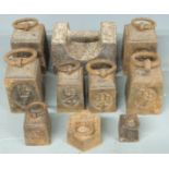 Various GPO and other cast iron weights from 14lb downwards