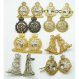 Sixteen British Army support arms metal collar badges in eight pairs for the Dental Corps, Labour