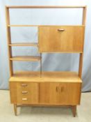 Retro mid century G-Plan mahogany or teak sideboard with fall flap compartment, shelves to top and