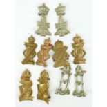 Ten British Army Hussars metal collar badges in pairs for the 13th, 19th, 23rd and 28th (2 pairs)