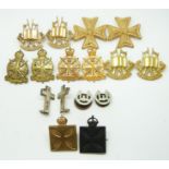 Sixteen British Army support arms metal collar badges for the Intelligence Corps, Education Corps