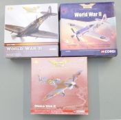 Three Corgi The Aviation Archive World War II 1:72 scale limited edition diecast model aeroplanes