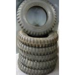 Set of six original pattern Jeep tyres, made by Mansfield marked 7.00-16 LW and Military GC