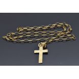 A 9ct gold belcher chain and 9ct gold cross, 6g