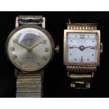 Two ladies wristwatches, one Mithra 18ct gold the other Rotary 9ct gold, both with gold hands and
