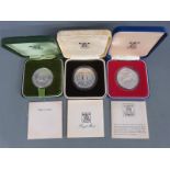 Royal Mint Royal commemorative silver crowns comprising 1972, 1977 and 1980, all cased with