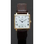 Rotary 9ct gold gentleman's wristwatch with black hands and Roman numerals, white dial and 21