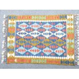 Native American style kilim with intricate fringe, 120 x 80cm