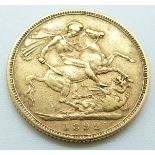 Queen Victoria 1892 Jubilee head gold full sovereign, Melbourne Mint
