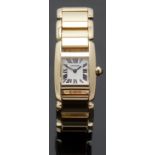 Cartier Tankissime 18ct gold ladies wristwatch ref. 2800 with black Roman numerals, blued hands,