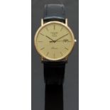 Longines Presence gold plated gentleman's wristwatch ref. 30001.11 with date aperture, black hour