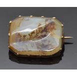 Victorian brooch set with a dendritic agate panel, 2 x 1.6cm