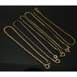 Five 9ct gold bracelets, 6.5g