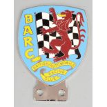 BARC British Automobile Racing Club enamel car badge, height 11.5cm