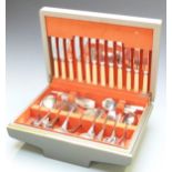A canteen of Phillip Ashberry cutlery, six plate settings in retro Formica topped canteen