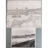 Tim Layzell (b1981) pencil drawing motor racing at Brooklands circa 1939, signed lower right, 29.5 x