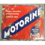 Motorine motor oils vintage enamel sign, 53.5 x 63.5cm