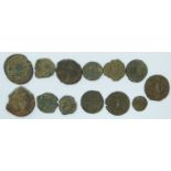 A collection of Roman coins to include Barborus Radiate etc, 13 in all