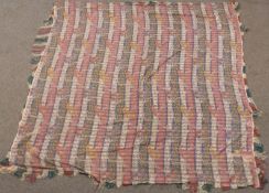 Victorian / Edwardian Indian silk gauze paisley shawl with hand knotted fringe, 200 x 190cm