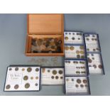 Quantity of coins including 81g of pre 1947 silver and replica displays of coins