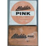 Two Aladdin Pink paraffin double sided vintage signs, one enamel 30 x 46cm the other marked A/5/