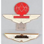 Aston Martin Owners Club enamel car badge together with a further Aston Martin badge