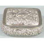 Edward VII embossed hallmarked silver dressing table box with embossed decoration, London 1902 maker