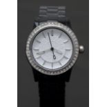 DKNY ladies wristwatch ref. NY-8012 with steel hands and baton markers, embossed white dial, faux
