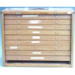 Mahogany nine drawer collector's cabinet with removable front and carry handle, W44 x D24 x H35cm.