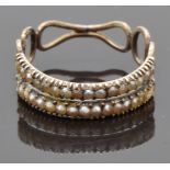 Georgian ring set with seed pearls, size O, 1.91g